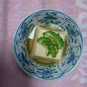 卵豆腐アレンジ 新玉ゴーヤのせ